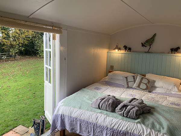 The beautiful railway carriage at Higher Biddacott Farm.