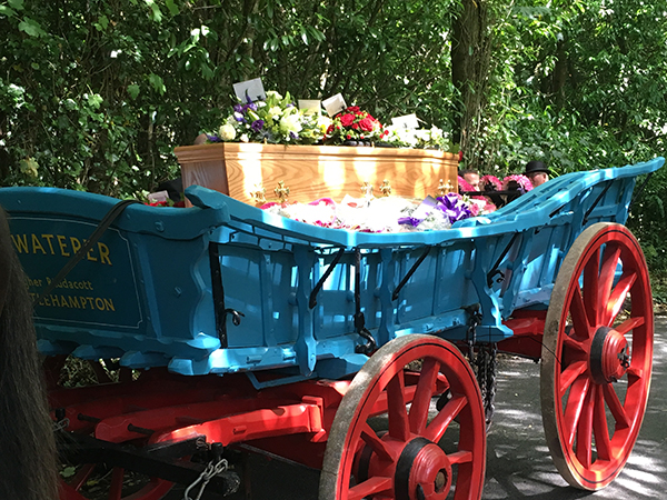 The Sommerset carraige here at Higher Biddacott Farm Horse Drawn funeral services. 